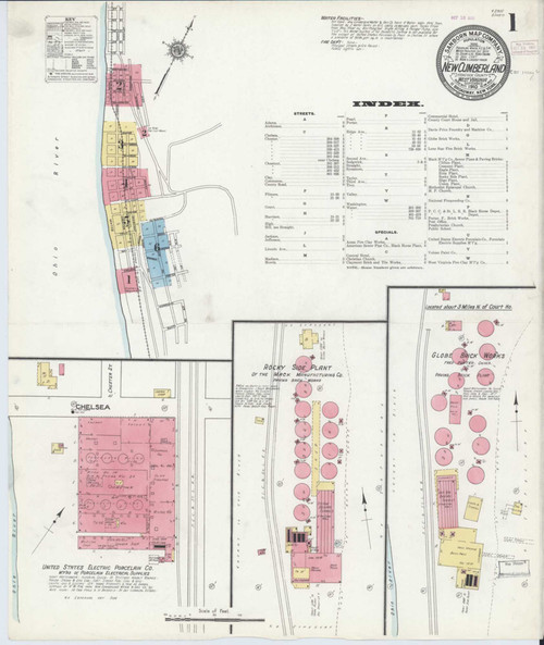 New Cumberland West Virginia 1910 - Fire Insurance Index - Old Map Reprint