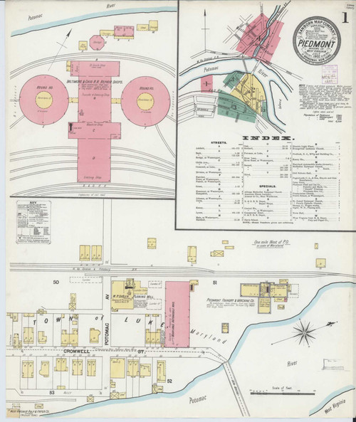 Piedmont West Virginia 1902 - Fire Insurance Index - Old Map Reprint