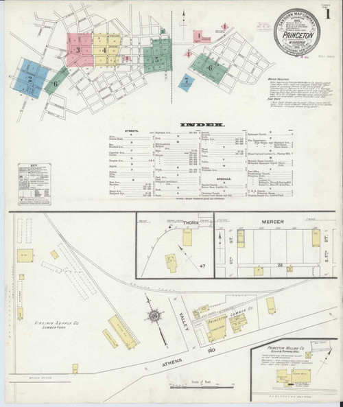Princeton West Virginia 1910 - Fire Insurance Index - Old Map Reprint