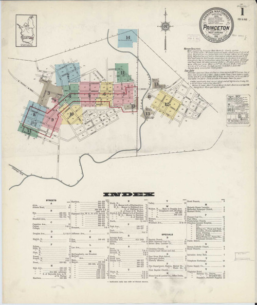 Princeton West Virginia 1915 - Fire Insurance Index - Old Map Reprint