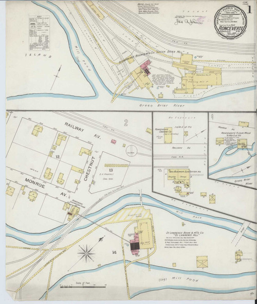 Ronceverte West Virginia 1893 - Fire Insurance Index - Old Map Reprint
