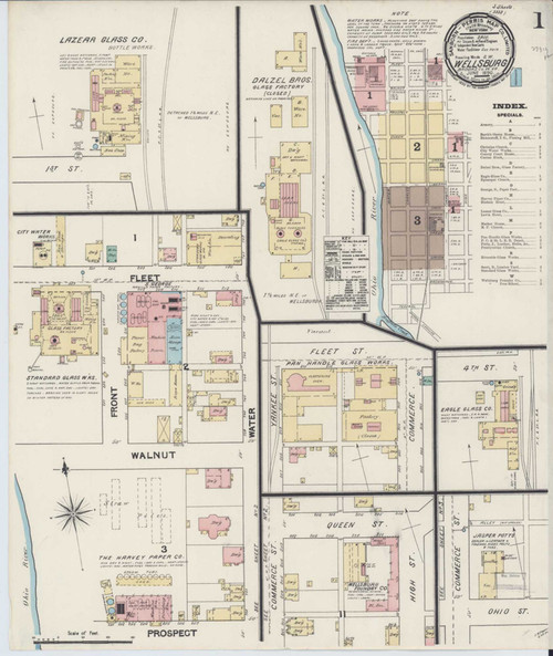 Wellsburg West Virginia 1890 - Fire Insurance Index - Old Map Reprint