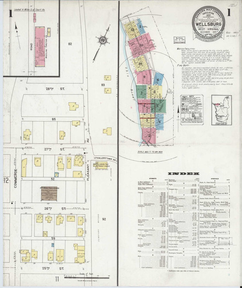 Wellsburg West Virginia 1923 - Fire Insurance Index - Old Map Reprint