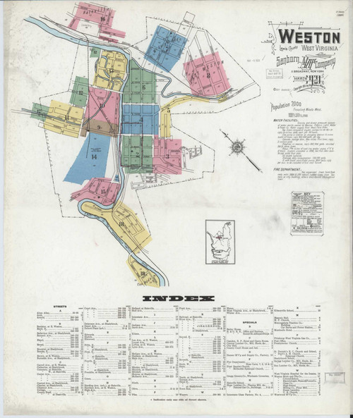 Weston West Virginia 1921 - Fire Insurance Index - Old Map Reprint