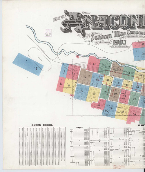 Anaconda Montana 1903 - Fire Insurance Index - Old Map Reprint
