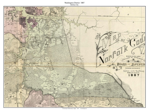 Washington (City of Chesapeake), including a Portion of Princess Anne County - Norfolk Co. Virginia 1887 Old Town Map Custom Print