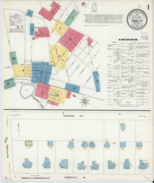 Ambler Pennsylvania 1909 - Fire Insurance Index - Old Map Reprint