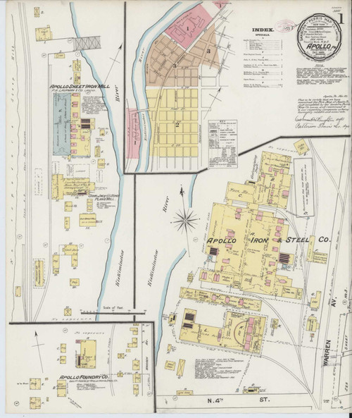 Apollo Pennsylvania 1889 - Fire Insurance Index - Old Map Reprint