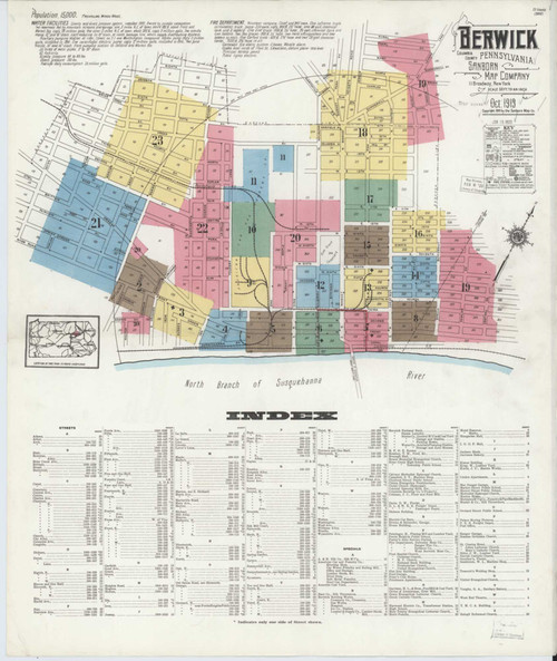 Berwick Pennsylvania 1918 - Fire Insurance Index - Old Map Reprint