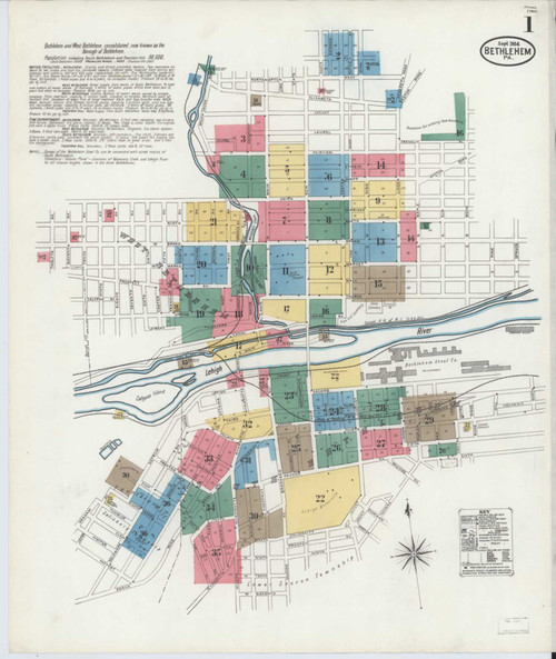 Bethlehem Pennsylvania 1904 - Fire Insurance Index - Old Map Reprint