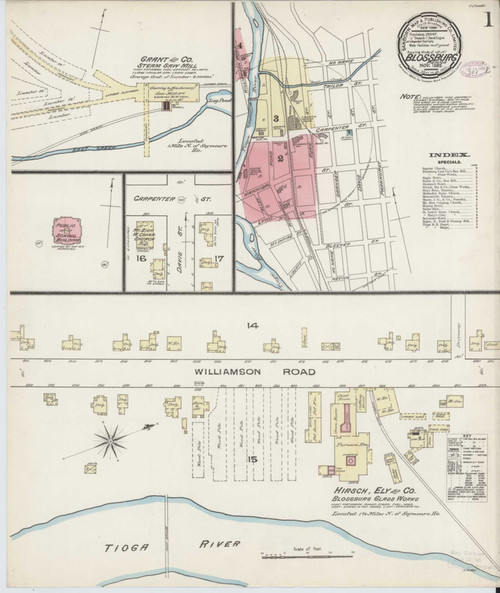 Blossburg Pennsylvania 1885 - Fire Insurance Index - Old Map Reprint