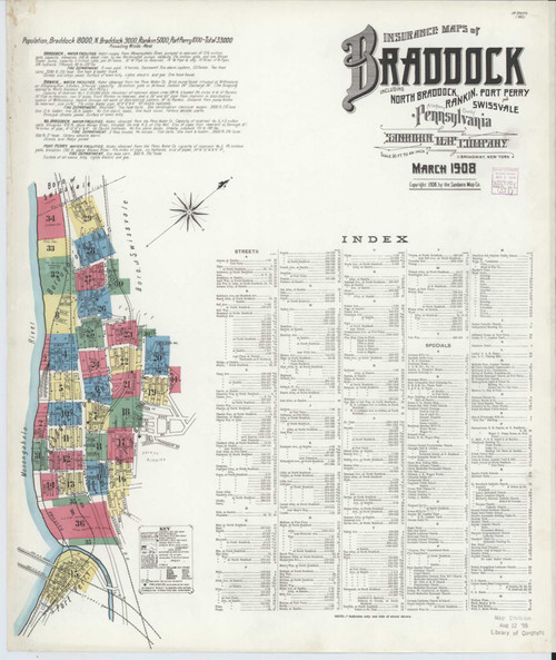 Braddock Pennsylvania 1908 - Fire Insurance Index - Old Map Reprint