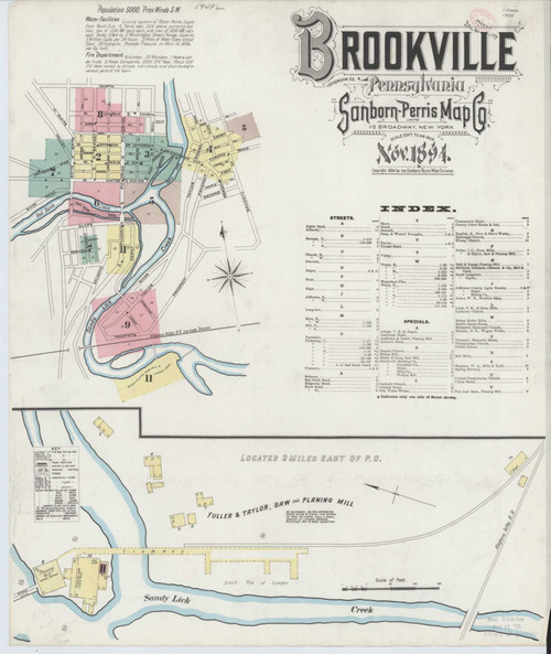 Brookville Pennsylvania 1894 - Fire Insurance Index - Old Map Reprint