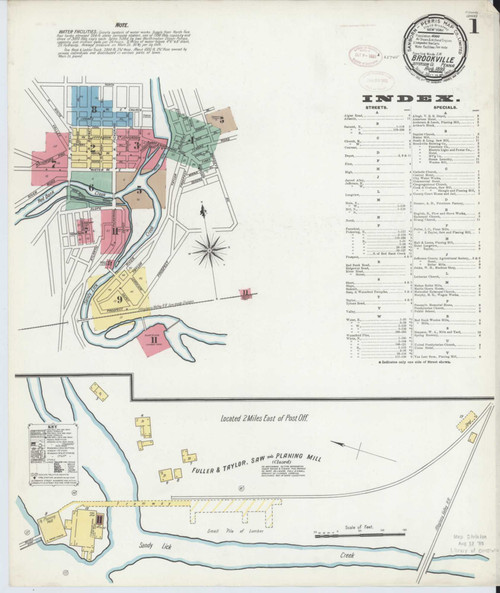 Brookville Pennsylvania 1899 - Fire Insurance Index - Old Map Reprint