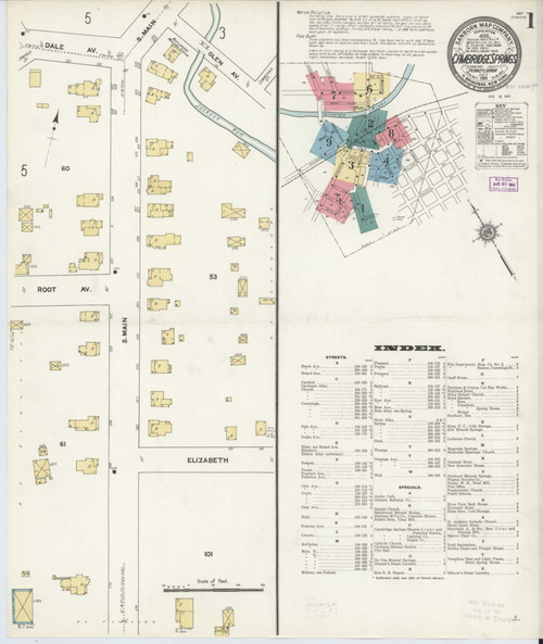 Cambridge Springs Pennsylvania 1911 - Fire Insurance Index - Old Map Reprint