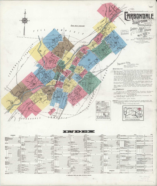 Carbondale Pennsylvania 1923 - Fire Insurance Index - Old Map Reprint