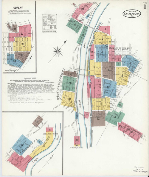 Catasauqua Pennsylvania 1908 - Fire Insurance Index - Old Map Reprint