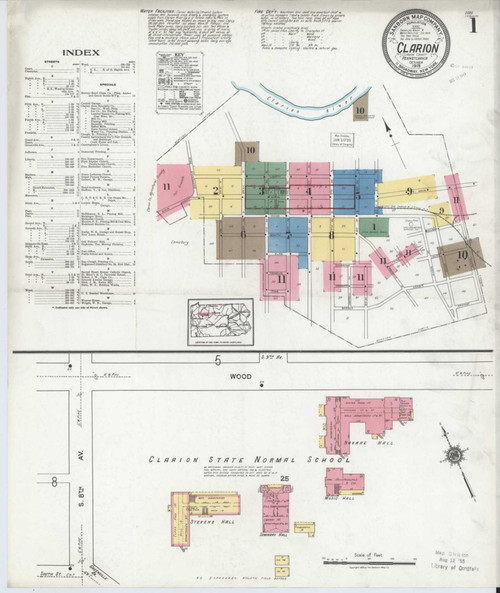 Clarion Pennsylvania 1919 - Fire Insurance Index - Old Map Reprint
