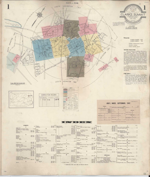 Clark'S Summit Pennsylvania 1942 - Fire Insurance Index - Old Map Reprint