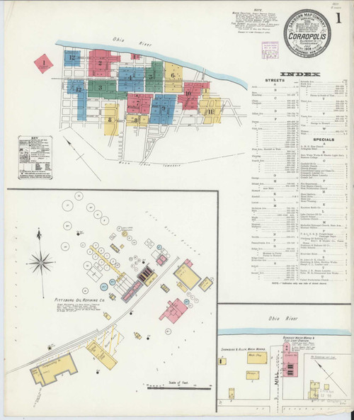 Coraopolis Pennsylvania 1906 - Fire Insurance Index - Old Map Reprint