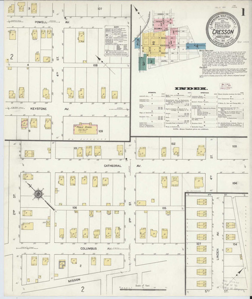 Cresson Pennsylvania 1911 - Fire Insurance Index - Old Map Reprint
