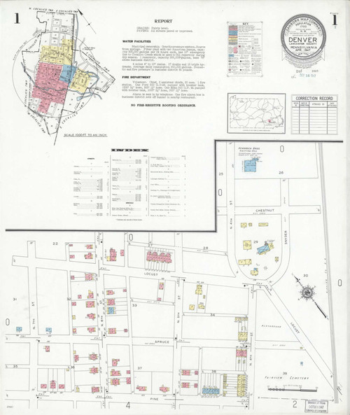 Denver Pennsylvania 1947 - Fire Insurance Index - Old Map Reprint