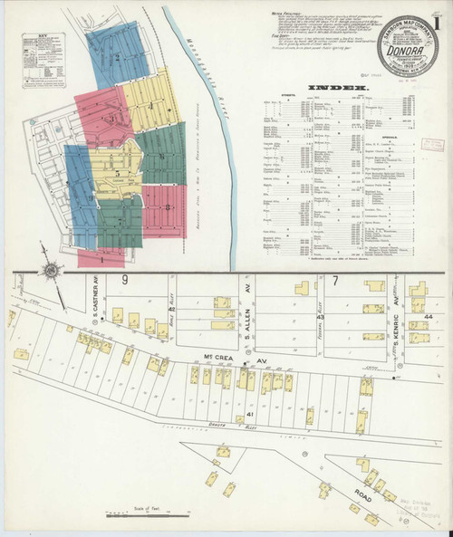 Donora Pennsylvania 1909 - Fire Insurance Index - Old Map Reprint