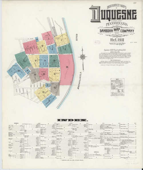 Duquesne Pennsylvania 1911 - Fire Insurance Index - Old Map Reprint