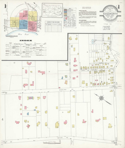 Edgeworth Pennsylvania 1938 - Fire Insurance Index - Old Map Reprint