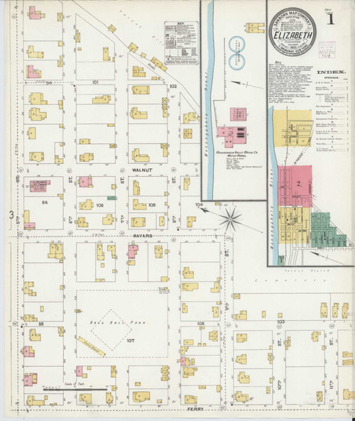 Elizabeth Pennsylvania 1905 - Fire Insurance Index - Old Map Reprint