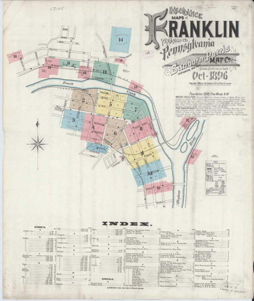 Franklin Pennsylvania 1896 - Fire Insurance Index - Old Map Reprint