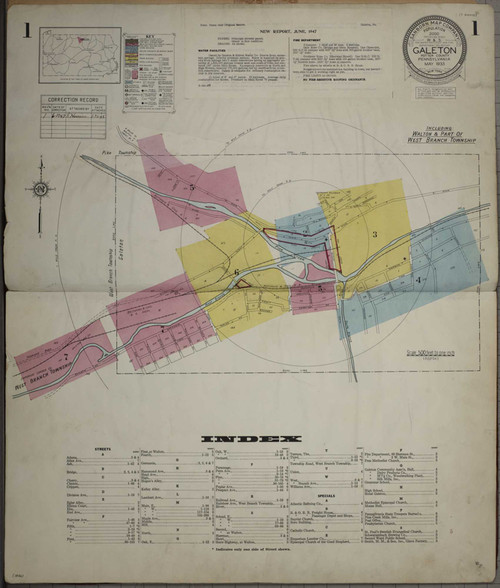 Galeton Pennsylvania 1947 - Fire Insurance Index - Old Map Reprint