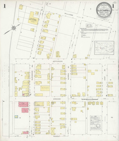 Glen Campbell Pennsylvania 1929 - Fire Insurance Index - Old Map Reprint