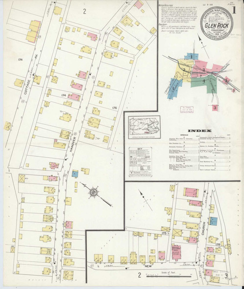 Glen Rock Pennsylvania 1913 - Fire Insurance Index - Old Map Reprint