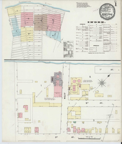 Homestead Pennsylvania 1891 - Fire Insurance Index - Old Map Reprint