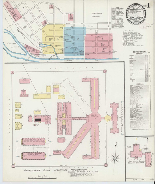 Huntingdon Pennsylvania 1891 - Fire Insurance Index - Old Map Reprint