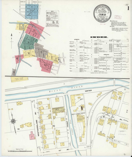 Irwin Pennsylvania 1909 - Fire Insurance Index - Old Map Reprint