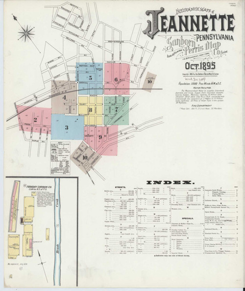 Jeannette Pennsylvania 1895 - Fire Insurance Index - Old Map Reprint