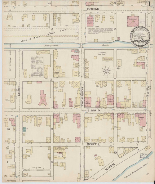Jersey Shore Pennsylvania 1885 - Fire Insurance Index - Old Map Reprint