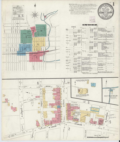 Kennett Square Pennsylvania 1908 - Fire Insurance Index - Old Map Reprint