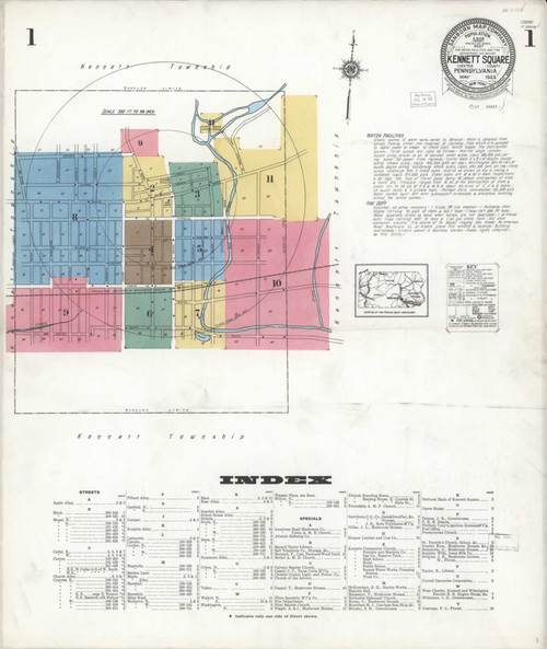 Kennett Square Pennsylvania 1923 - Fire Insurance Index - Old Map Reprint
