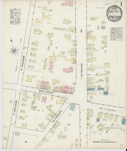 Kingston Pennsylvania 1884 - Fire Insurance Index - Old Map Reprint