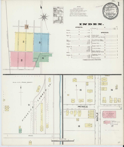 Kingston Pennsylvania 1891 - Fire Insurance Index - Old Map Reprint