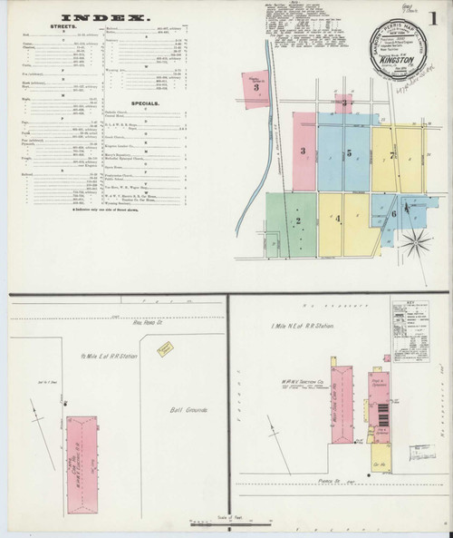 Kingston Pennsylvania 1896 - Fire Insurance Index - Old Map Reprint