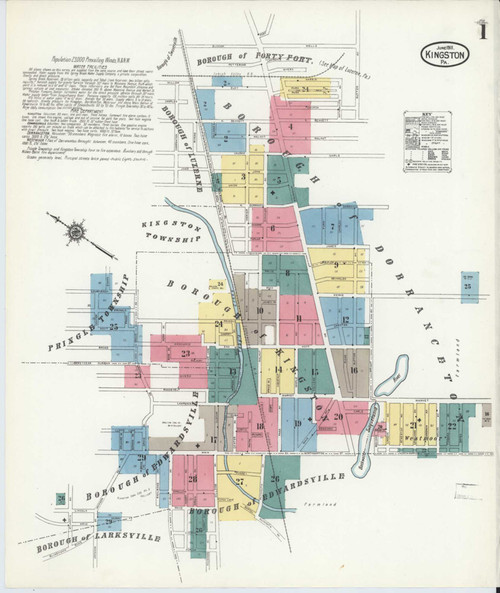 Kingston Pennsylvania 1911 - Fire Insurance Index - Old Map Reprint