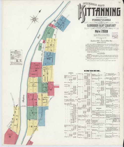 Kittanning Pennsylvania 1909 - Fire Insurance Index - Old Map Reprint