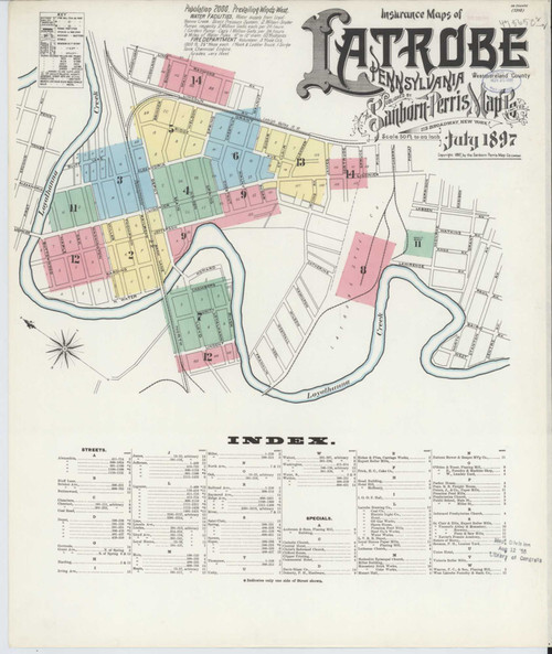 Latrobe Pennsylvania 1897 - Fire Insurance Index - Old Map Reprint