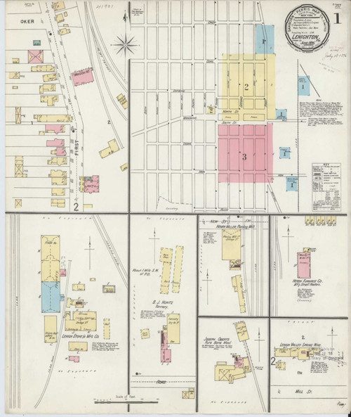 Lehighton Pennsylvania 1896 - Fire Insurance Index - Old Map Reprint