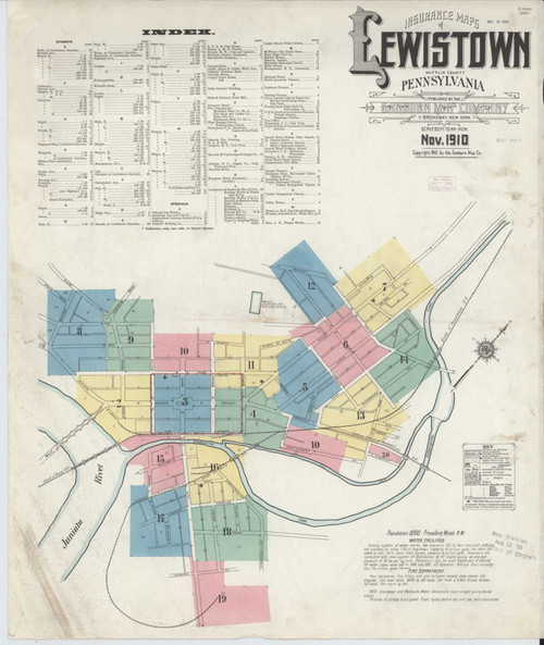Lewistown Pennsylvania 1910 - Fire Insurance Index - Old Map Reprint