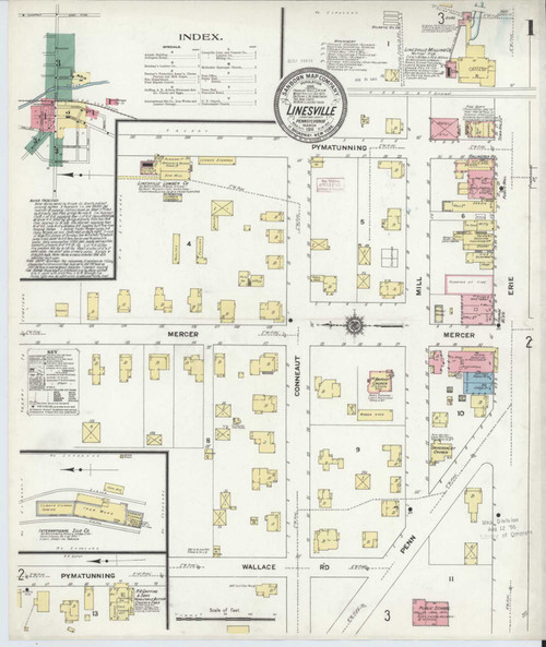 Linesville Pennsylvania 1911 - Fire Insurance Index - Old Map Reprint